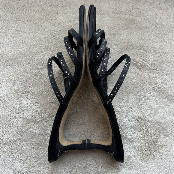 Ballin Black Satin & Rhinestones Slide Strappy Sandal Women EU 35 US 5 Low Heel - Picture 4 of 16